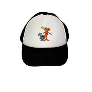 Vintage Rocky & Bullwinkle Embroidered Snapback Hat black / white